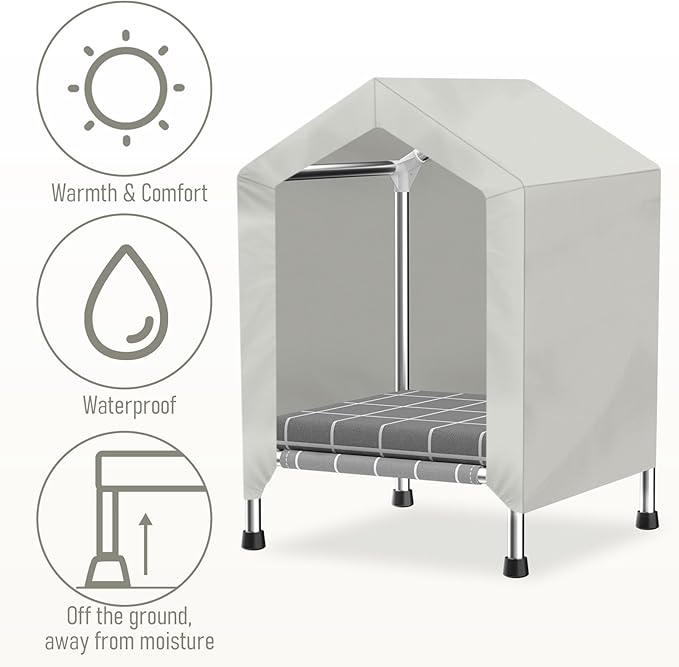 Elevated Dog House with Soft Cushion Insert - Comfortable Pet Home with Elevated Design, Sturdy Dog Shelter for Indoor/Outdoor Use,Perfect for Pets (Small)