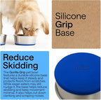 GORILLA GRIP Dog Bowls, Food Grade 304 Stainless Steel, Holds 6 Cups Each (48 fl oz) Food and Water Bowl for Feeding Dogs and Cats, Dishwasher Safe, Rust Resistant, BPA Free Rubber Base Set of 2 Blue