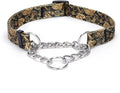Martingale Dog Collar - Stainless Steel Chain, No Pull Training Collar with Flower Design for Large Medium Small Dogs (S, Gold)