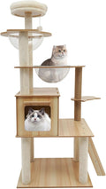 Cat Tree Modern Cat Tower for Indoor Cats, Multi-Level Cat Condos with Scratching Post & Resting Platforms for Large/Small Cat Climbing, Cat Activity Center Playground