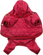 Fleece Lined Dog Coat with Detachable Hood and Detachable Hind Legs,Warm Puppy Jacket in Winter(Red XS)