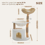 PAWZ Road Modern Cat Tree with Natural Solid Wood Scratching Post, 40 Inches Cat Tower with Spacious Wicker Basket,Large Hammock,Luxury Condo for Indoor Cats