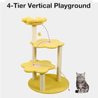 40" Flora Cat Tree – Fresh Floral Design with Removable Cozy Perch, Sisal Scratching Posts | Multi-Level Safe Climbing Furniture for Cats (Yellow)