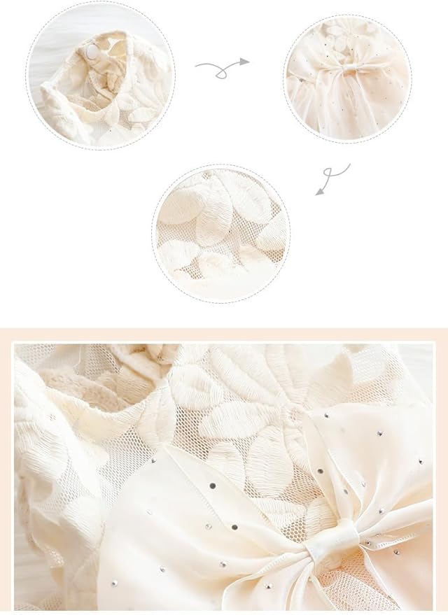 Fashion Sweet Puppy Dog Blingbling Princess Skirt Pet Dog Lace Cake Camisole Tutu Dress C-White L