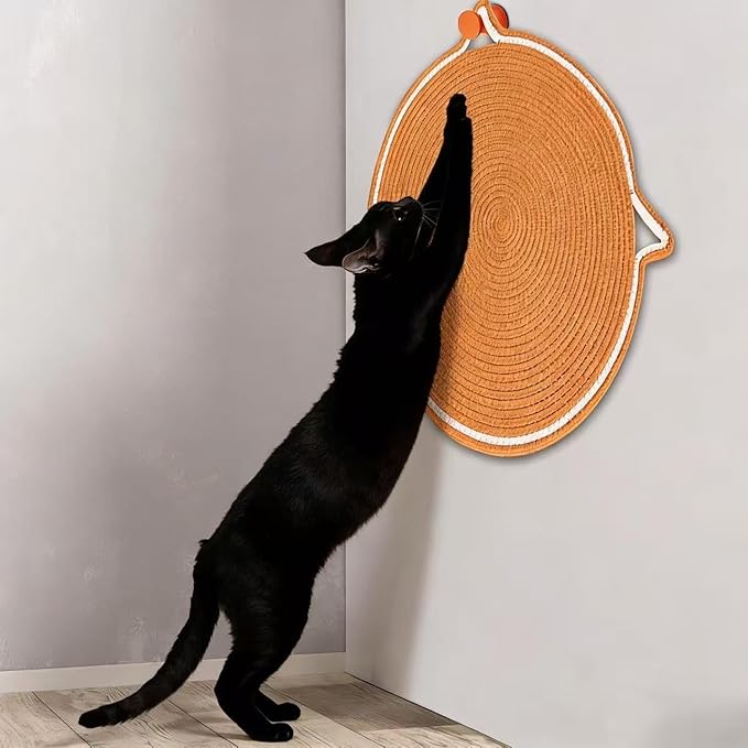 Cotton Rope Cat Scratcher Pad, Round Horizontal 43cm Indoor Cat Scratcher Pad, Cat Furniture Protection Pad Suitable for Floor Wall Sofa Carpet Sofa (Brown)