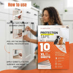 CLAWGUARD Protection Tape Sheets – 10 XL (17x12 in) Pet Scratch Protectors – Door Scratch Protector Dog & Cat – Couch Protector from Cat Claws