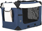 Collapsible Dog Travel Crate,Portable Soft-Sided Pet Carrier Extra Large Cat Carrier with Soft Plush Plush Mat for Indoor and Outdoor,28x20x20in,Navy Blue