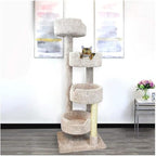 French Country Multiple Perch Cat Tree, Cat Tree with Scratch Post for All Cat Breeds, Indoor Cat Gym with Perches, Sturdy Wood Construction with Carpet Upholstery