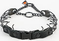 Herm Sprenger Quick Release Dog Training Collar Black Stainless Steel No Pull Collar Easy Leather Buckle Release Unique Tactical Look for Small Dogs (12-19" Neck 2.25mm Links)