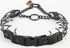 Herm Sprenger Quick Release Dog Training Collar Black Stainless Steel No Pull Collar Easy Leather Buckle Release Unique Tactical Look for Small Dogs (12-19" Neck 2.25mm Links)