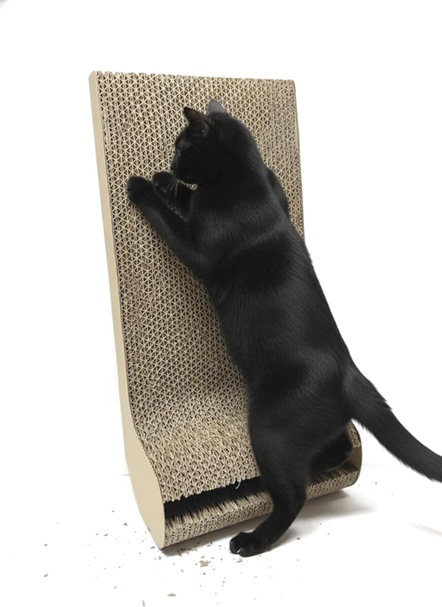 Interactive Cat Scratching Board with Ball Track, Corrugated Cardboard Cat Activity Pad, Random Edge Design