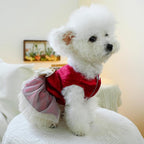 Fashion Sweet Puppy Dog Blingbling Princess Skirt Pet Dog Lace Cake Camisole Tutu Dress H-red S