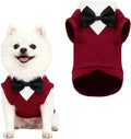 Dog Suit with Bow Tie Pet Tuxedo for Small Medium Dogs Cats Formal Clothes Puppy Outfits for Halloween Wedding Birthday (Red, Large)