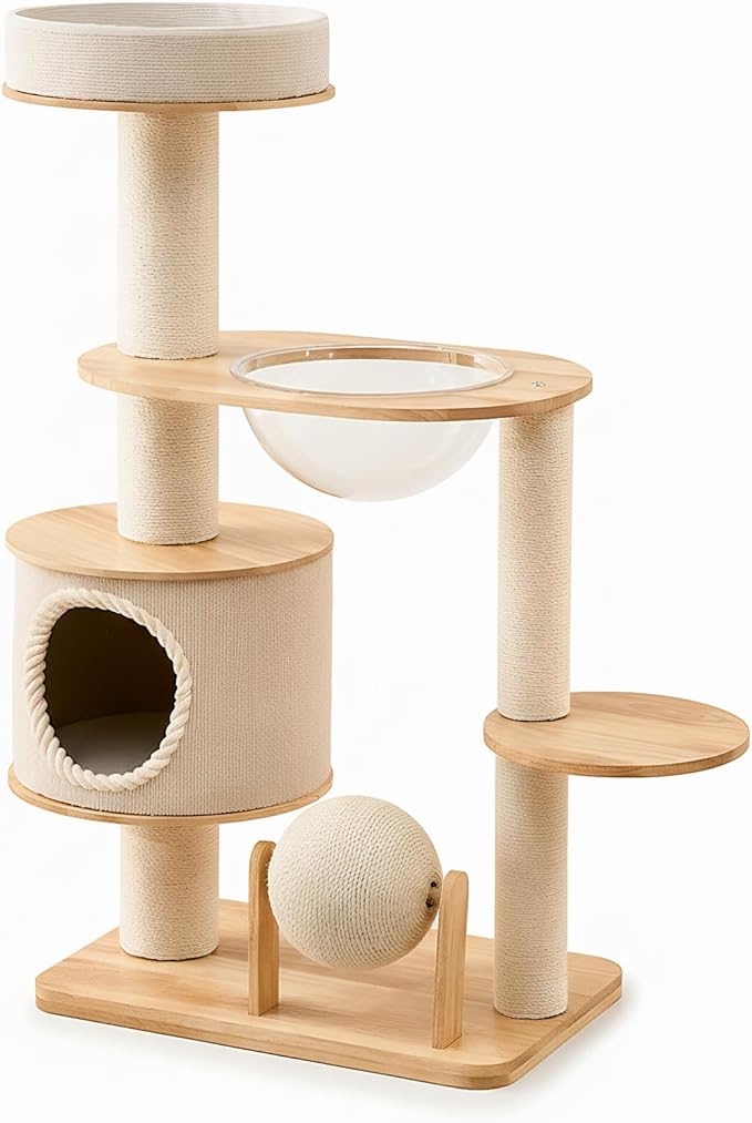 Generic Cat Tree Tower Integrated Wood Cat Nest Climbing Frame with Scratching Post Cats House Pet Toy Pet Supplies Climbing Frame
