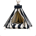 Dog Bed Tent,Portable Pet Tent for Cats or Small Dogs,Removable & Washable,Indoor Dog House with Thick Cushion,Cat Tents for Indoor Cats,Soft,Cozy,Pet Teepee,Dog Cabana Outdoor(White&Black)
