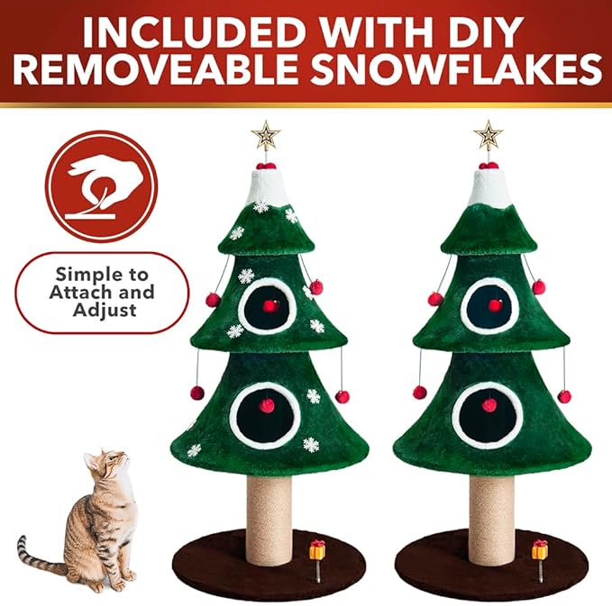 Cat Christmas Tree Multi Level Cat Tower with Scratching Posts Plush Condos and Holiday Cat Furniture Design Available in Multiple Styles and Sizes (Alpine, 52" H)
