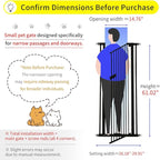 Lumizone Extra Tall Cat Gate 61.02" High Pressure Mounted Extra Wide 2025 New (17 Sizes) 1.37" Gap No Drilling Auto-Close One-Handed Operation Tall Pet Gate for Dogs(Black, 61.02" H x 26.18"-29.91" W)