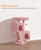 Cat Tree Tower for Indoor Cats Large Adult,Cute/Tall Modern Cat Tree for Big Cats 20 lbs,34''Plush Multi-Level Cat Condo with Scratching Posts,Dangling Ball (Soft Pink, 34 inch)