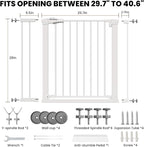 Baby Gate for Stairs, 29.7-40.6" Pressure Mounted Dog Gate, Auto Close Safety Gate for Children & Pets, Easy Install Pet Gate with Walk Thru Door for Doorways & Hallways, No Drilling, Dual-Lock Design