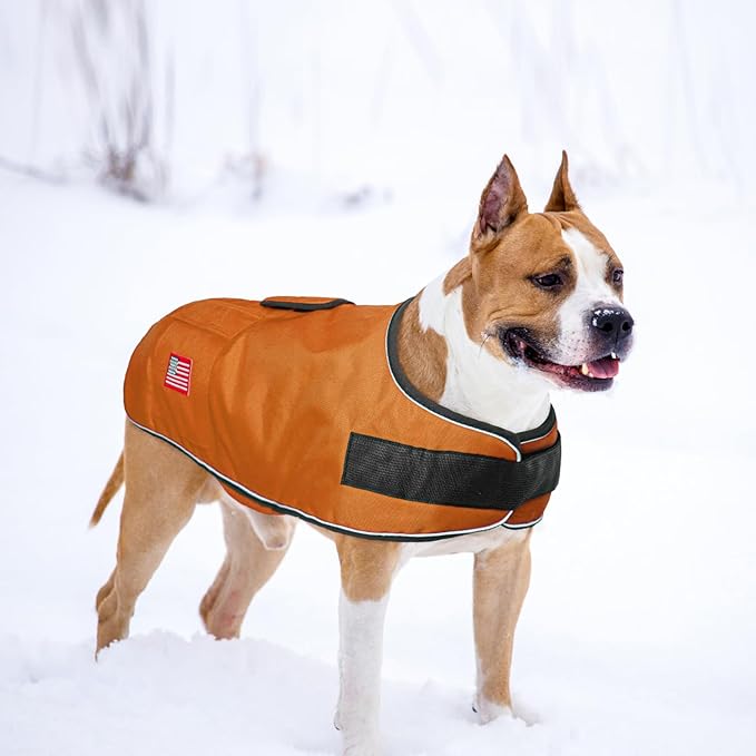BEAUTYZOO Dog Winter Coat for X-Large Dogs Waterproof, Warm Reflective Great Dane Oxford Canvas Jacket, Fleece Dog Cold Weather Coats Windproof for Female Male Dogs, Orange XL