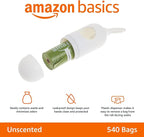 Amazon Basics Premium Leak Proof Dog Poop Bags with Dispenser and Leash Clip, Unscented, 13" x 9", 540 Count (36 Rolls of 15)
