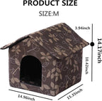 Outdoor Cat House Cat House for Outdoor and Indoor Use - Waterproof Shelter for Cats, Dogs, and Feral Animals (Brown, Medium)