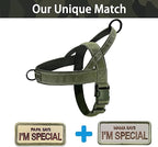 Green No Pull Dog Harness for Small Medium Large Sized Dog, Reflective Escape Proof Adjustable Dog Harnesses with 2 Patch, S