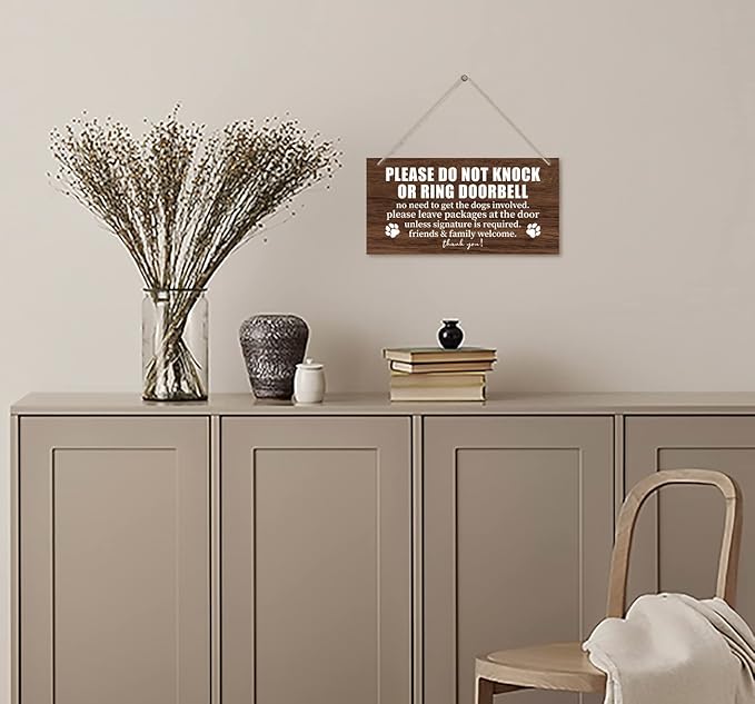 Please Do Not Disturb Wooden Plaque Decor, Hanging Home Decor Sign, 12x6 inch