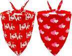 Valentines Dog Bandanas 2PCS-Small,Love Pet Scarf for Boys and Girls,Heart Bandana for Weddings,Parties,and Holidays,Dog Outfit Gifts for Small Dogs and Cats(Red)