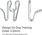 Dog Collar Extra Links Designed for Training Collars (4 Pack) Steel Chrome Plated Dog Training Collar Links (3.20mm, Silver)
