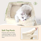 Globlazer Cat Tower for Multiple Indoor Cats, 52 inch Heavy Duty Cat Tree with 3 Condos, Plush Cat Condo with Scratching Posts and Pad for Adult Cats Kitten, Padded Top Perch, Basket Bed, F52B, Beige