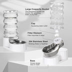 RIZZARI Gravity Dog Water Dispenser: 8L Large Auto-Refill Stainless Steel Pet Water Feeder - No-Spill BPA-Free Design for Large Dogs & Multi-Dog Homes - Everyday Indoor & Outdoor Spaces