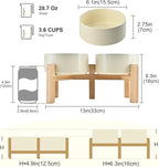 SPUNKYJUNKY Elevated Dog Bowls Ceramic, 6.1'' Dogs and Cat Food Water Bowls Raised with Non-Slip Bamboo Stand for Medium Sized Breed Microwave Dishwasher Safe - 28.7 OZ,Beige