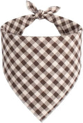 Dog Bandanas 1 Pack; Cotton Linen Khaki Plaid Bandana for Large Dogs; Soft Breathable Dog Accessories; Neutral Dog Apparel & Accessories