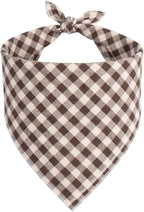 Dog Bandanas 1 Pack; Cotton Linen Khaki Plaid Bandana for Large Dogs; Soft Breathable Dog Accessories; Neutral Dog Apparel & Accessories