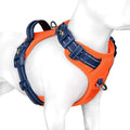 PHOEPET No Pull Dog Harness, Unique Colors Reflective Adjustable Dog Vest, with Soft Training Handle Metal Clips for Small Medium Large Dogs (Orange Base & Blue Straps,M)