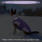 BRKURLEG Dog Coat, Turtleneck Winter Jacket with Harness for Small Medium and Large Dogs, Windproof Reflective Warm Fleece Dogs Snowsuit with Hook & Loop, Dog Coats for Cold Weather, Purple XL