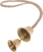 Rustic Brass Hanging Bells for Door Knob Decoration, 13"" Handmade Metal Lucky Home Garden Decor Bell on Rope