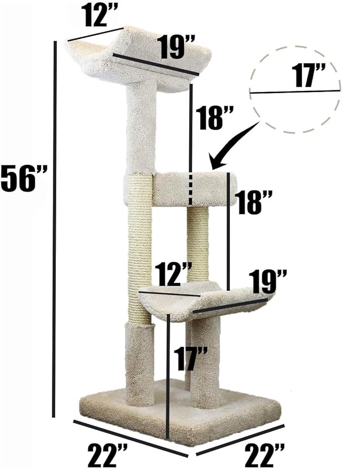 Maykoosh Natural Beauty Multiple Perch Cat Tree, Cat Tree with Scratch Post for All Cat Breeds, Indoor Cat Gym with Perches, Sturdy Wood Construction with Carpet Upholstery Brown/Round
