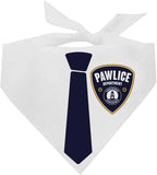 Pawlice Dog Bandana | Professions Halloween Costume | 100% Cotton Triangle | Made in USA | Police Themed | Parade Party | Trick or Treat | Matching Set | White One Size (1154)