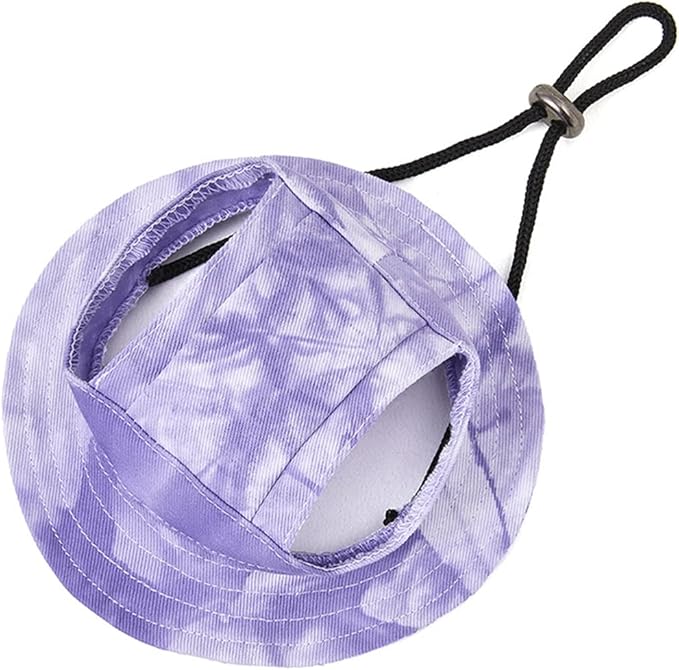 Round Brim Princess Hat Visor Hat Pet Dog Mesh Porous Sun Hat with Ear Holes for Small, Extra Small Dog Teddy, Pug, Chihuahua, Shih Tzu, Yorkshire Terriers, Papillon T-Purple L