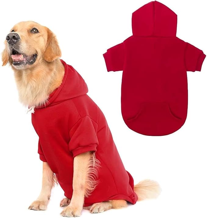 KOOLTAIL Dog Hoodie for Large Medium Small Dogs,Soft and Warm Pet Sweater with Leash Hole and Pocket Boy Girl,Puppy Fall Winter Jacket Clothes,French Pitbull Cold Weather Coat Sweatshirt,Red XL