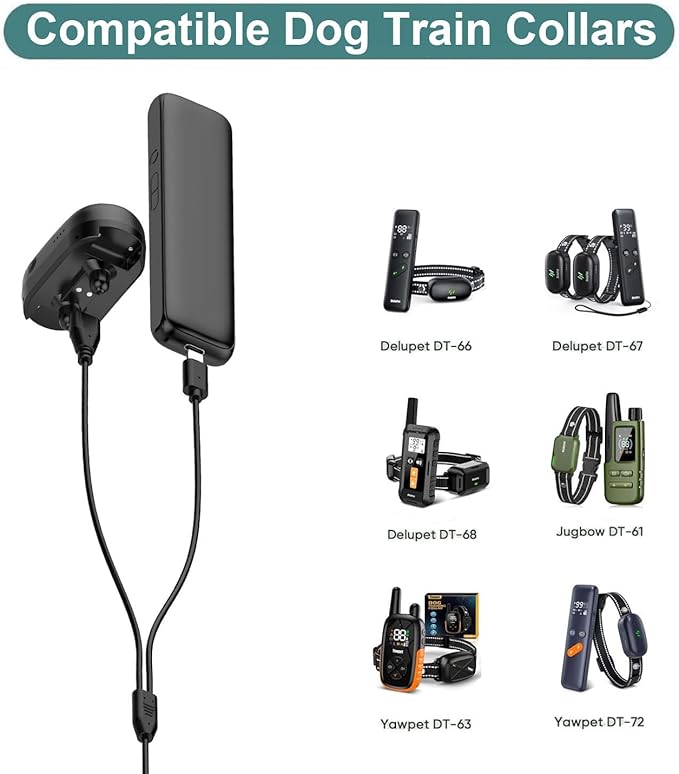 Charger Replacement for Delupet/Yawpet/Jugbow Dog Training Collar and Remote, 2-in-1 Magnetic Charging Cable Cord, 2 Pack