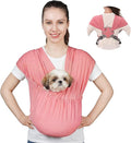 Supet Dog Sling Carrier for Small Pets, Hands Free Cat Sling, Reducing Back Neck Pain Anti-Anxiety Puppy Front, Adjustable Soft Dog Carrying (Pink, Plus 7-15 Lbs)