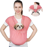 Supet Dog Sling Carrier for Small Pets, Hands Free Cat Sling, Reducing Back Neck Pain Anti-Anxiety Puppy Front, Adjustable Soft Dog Carrying (Pink, Plus 7-15 Lbs)