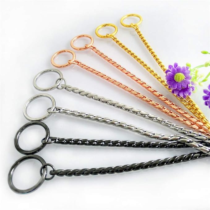 Dog P Snake Chain Chrome Plated Metal Dog Training Choke/Collar-Fully Guaranteed Against Rust Tarnish or Breakage-Recommended for Professional Training (Black, 5mm * 30")