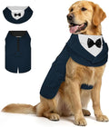 Supet Dog Tuxedo and Bandana Set with Bow Tie, Formal Outfit for Wedding Birthday Party Graduation Valentines, Pet Suit Clothes for Large Medium Small Dogs (Blue, XL)