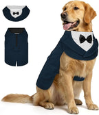 Supet Dog Tuxedo and Bandana Set with Bow Tie, Formal Outfit for Wedding Birthday Party Graduation Valentines, Pet Suit Clothes for Large Medium Small Dogs (Blue, L)