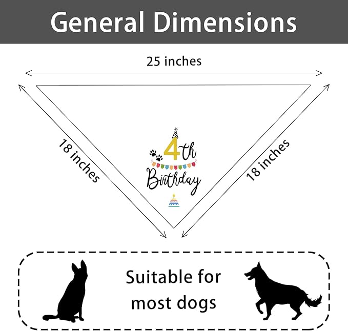 Dog Birthday Bandana Happy 4th Birthday Dog Bandana Party Supplies Pet Lover Gifts Happy Birthday Dog Triangle Scarf for Puppy Pet Scarf Accessories
