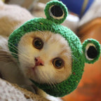 Adorable Pet Funny Hat Cartoon Frog Shape Pet Cap Weaving Puppy Cat Hat Pet Grooming Supplies for Everyday Decoration Christmas Halloween Decoration Use 1PCS